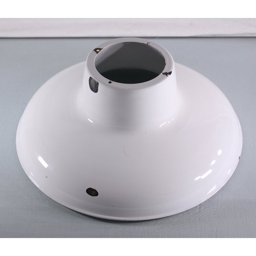 Vintage 16" Industrial Salvage Barn Light Shade in perfectly worn white enamel,